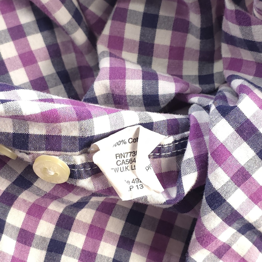 J Crew Shirt Large Slim Fit Purple Check Long Sleeve Button Down Cotton - Picture 7 of 9